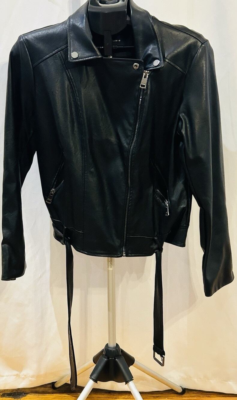 Elodie Black Faux Leather Moto Jacket Women's size L